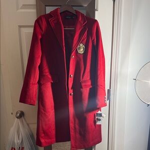 Ralph Lauren Red Wool SB Chest Crest Patch Peacoat
